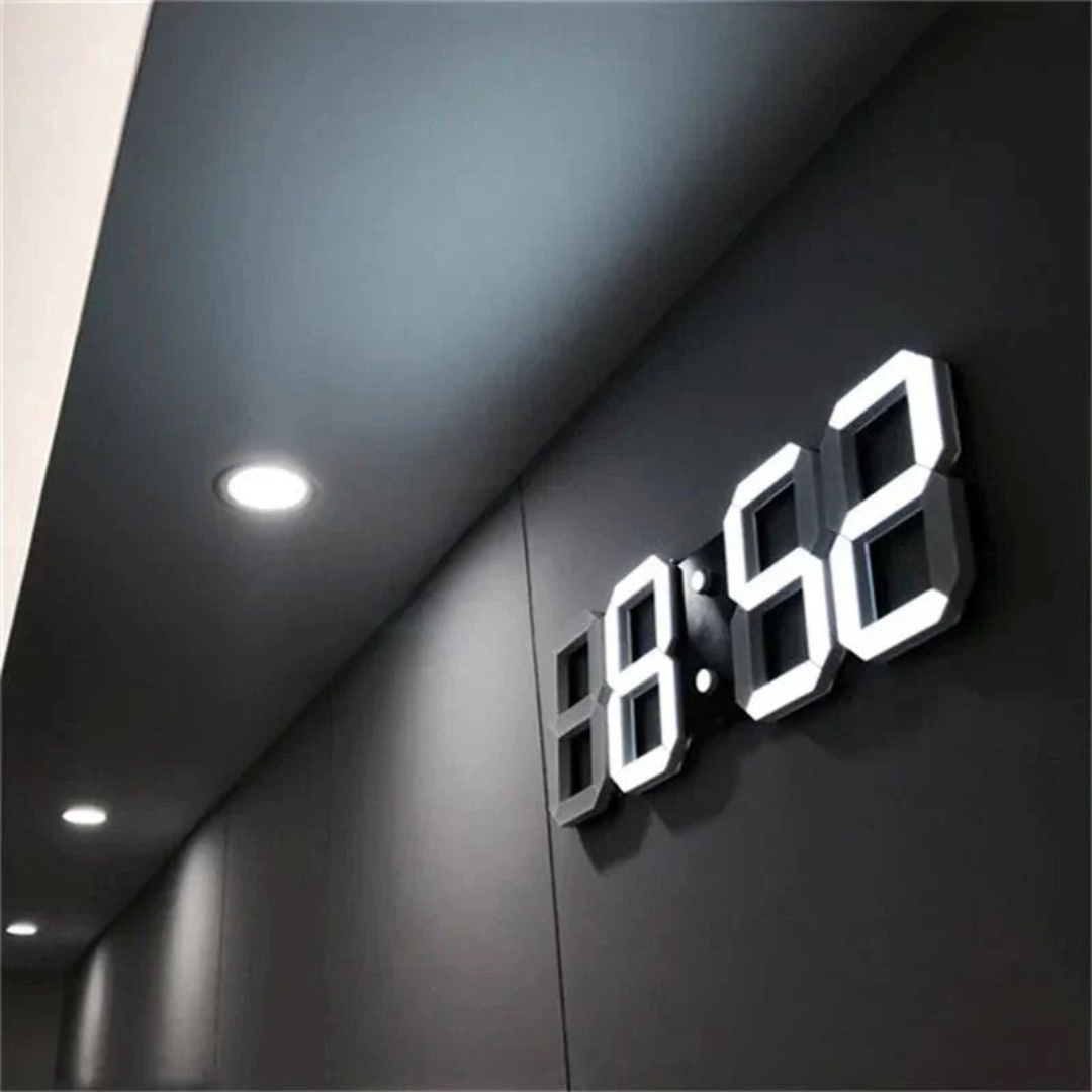 3D LED Wall Clock Black | Digital Kitchen Clock 0