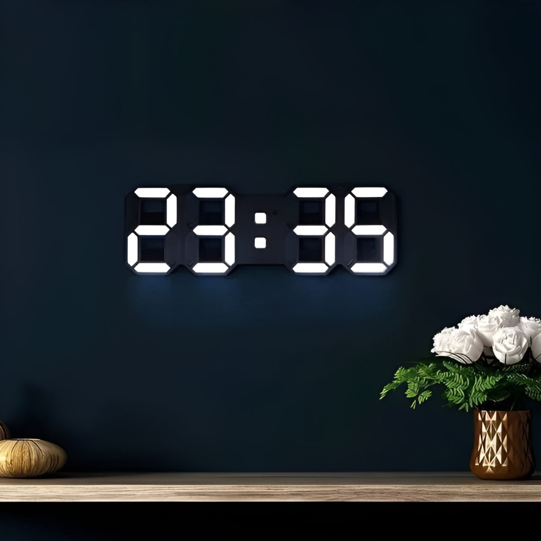 3D LED Wall Clock Black | Digital Kitchen Clock 2