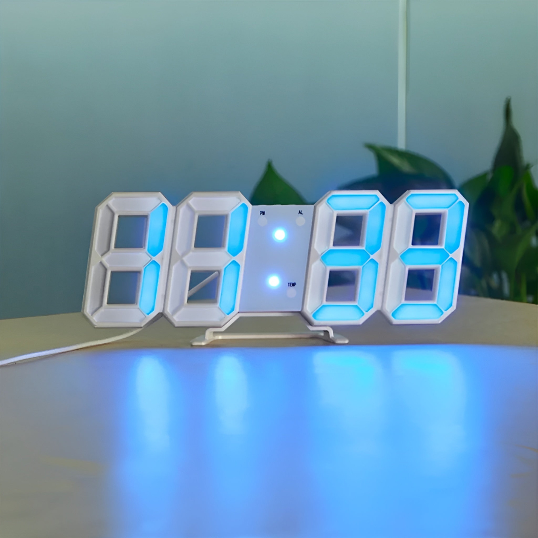 3D LED Wall Clock Black | Digital Kitchen Clock 3