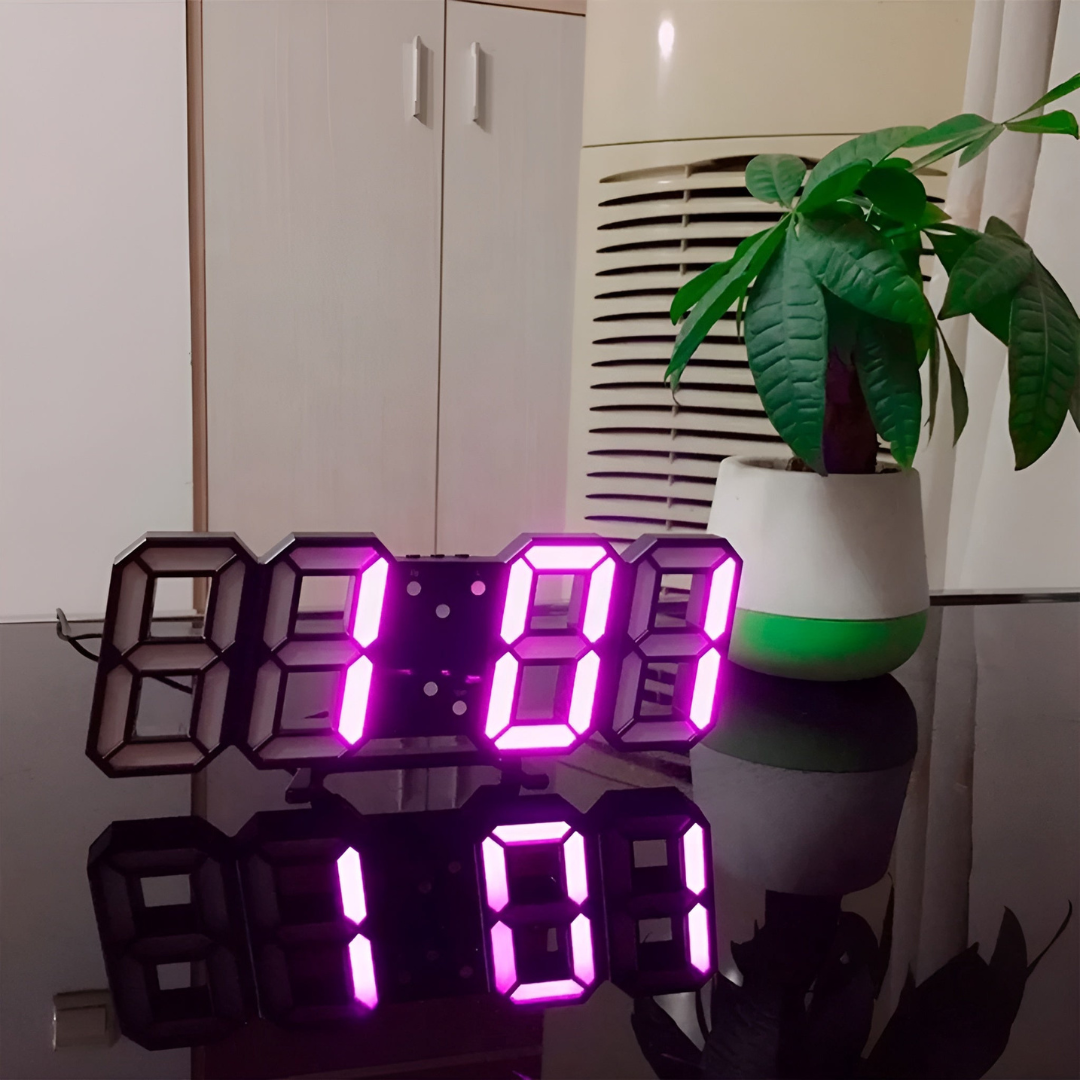 3D LED Wall Clock Black | Digital Kitchen Clock 4