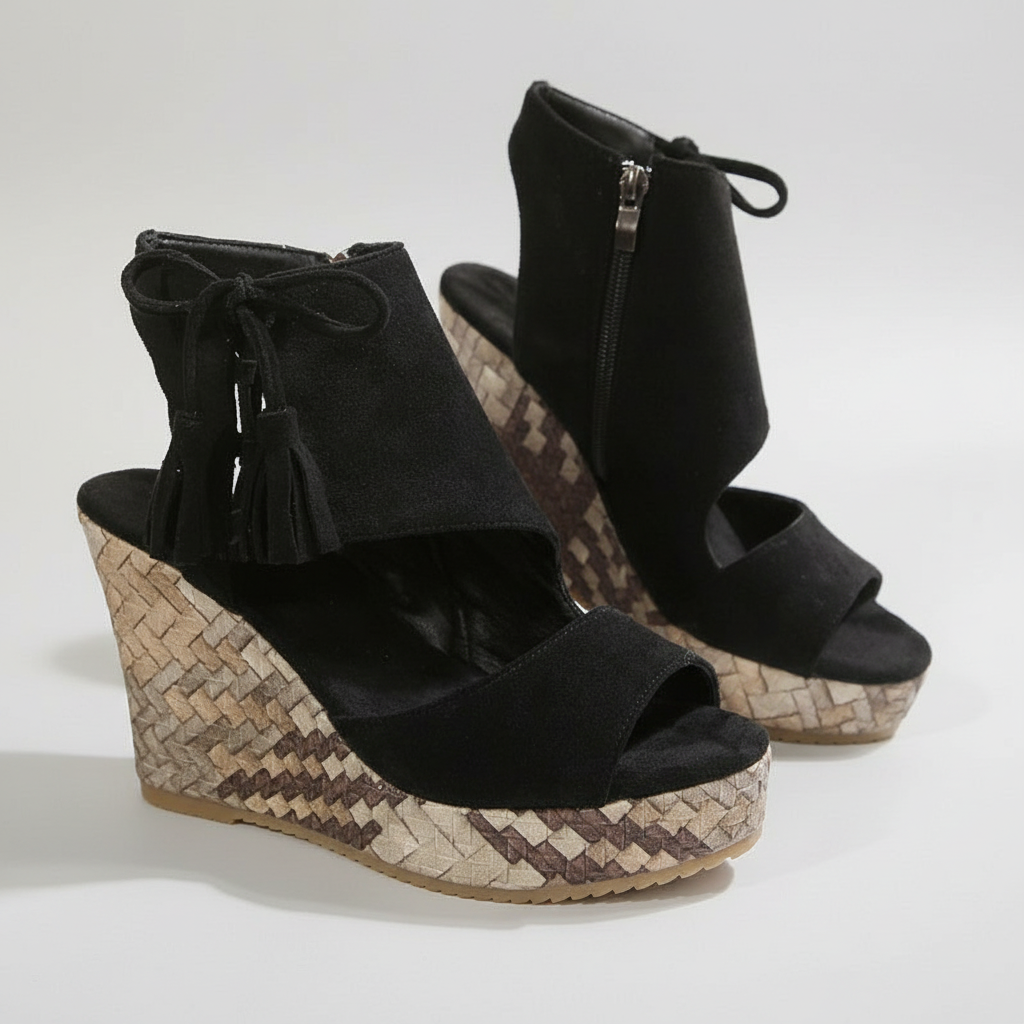 Camila | High Wedge Sandals for Women with Tassel Detail