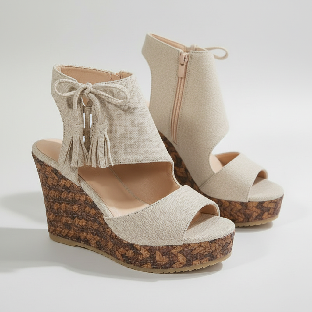 Camila | High Wedge Sandals for Women with Tassel Detail