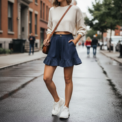 Chic Ruffle Hem Shorts | Women's High-Waist Casual Shorts