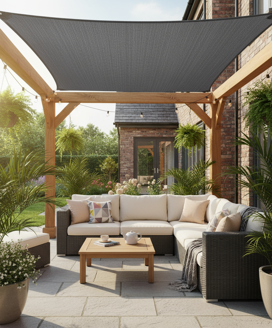 Beige Rectangle Sun Shade | Outdoor Shades 3x4m HDPE