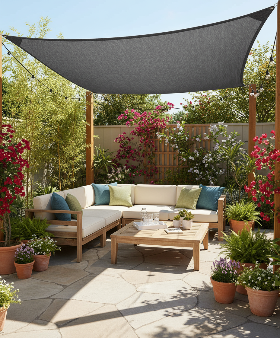 Beige Rectangle Sun Shade | Outdoor Shades 3x4m HDPE