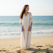 Chic Summer Breeze | Women's Maxi Dress with Orange Accents