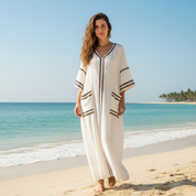 Chic Summer Breeze | Women's Maxi Dress with Orange Accents