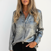 Louella Chic Shimmer Shirt | Women's Blouse Long Sleeve Top