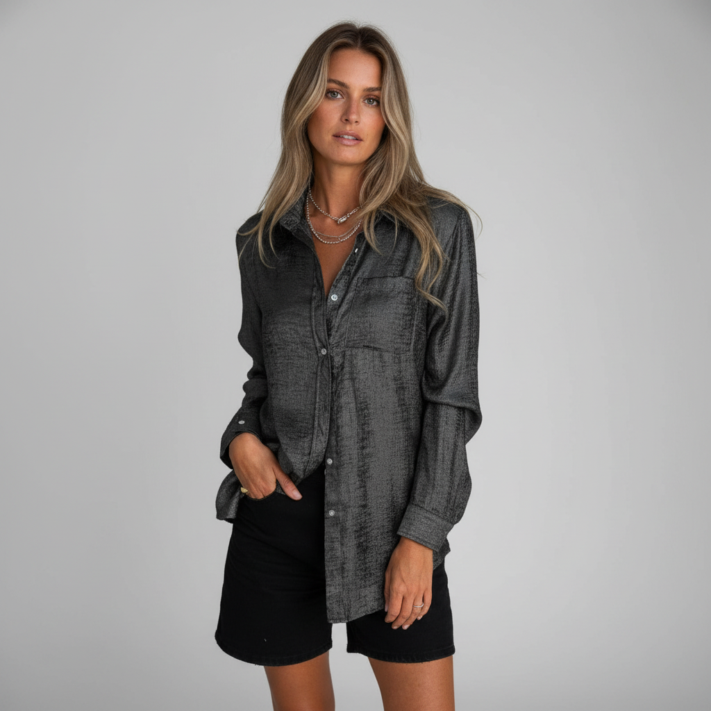 Louella Chic Shimmer Shirt | Women's Blouse Long Sleeve Top