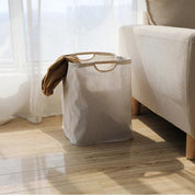 Japanese Style Collapsible Laundry Basket | Cotton-Linen Hamper 0