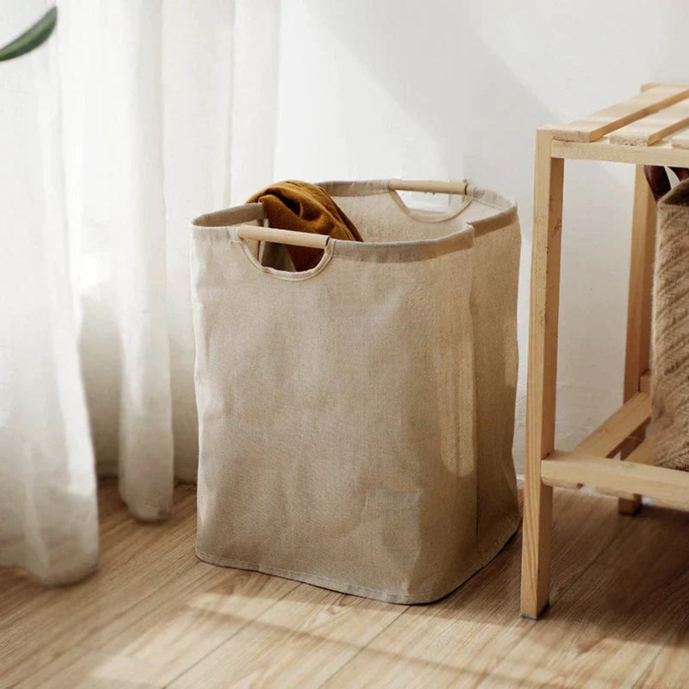 Japanese Style Collapsible Laundry Basket | Cotton-Linen Hamper 1