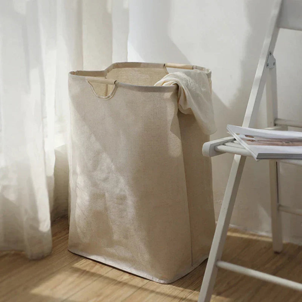 Japanese Style Collapsible Laundry Basket | Cotton-Linen Hamper 3