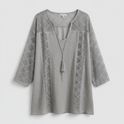 Chic Accent | Women's Blouse Long Sleeve Slub Cotton Top