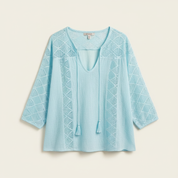 Chic Accent | Women's Blouse Long Sleeve Slub Cotton Top