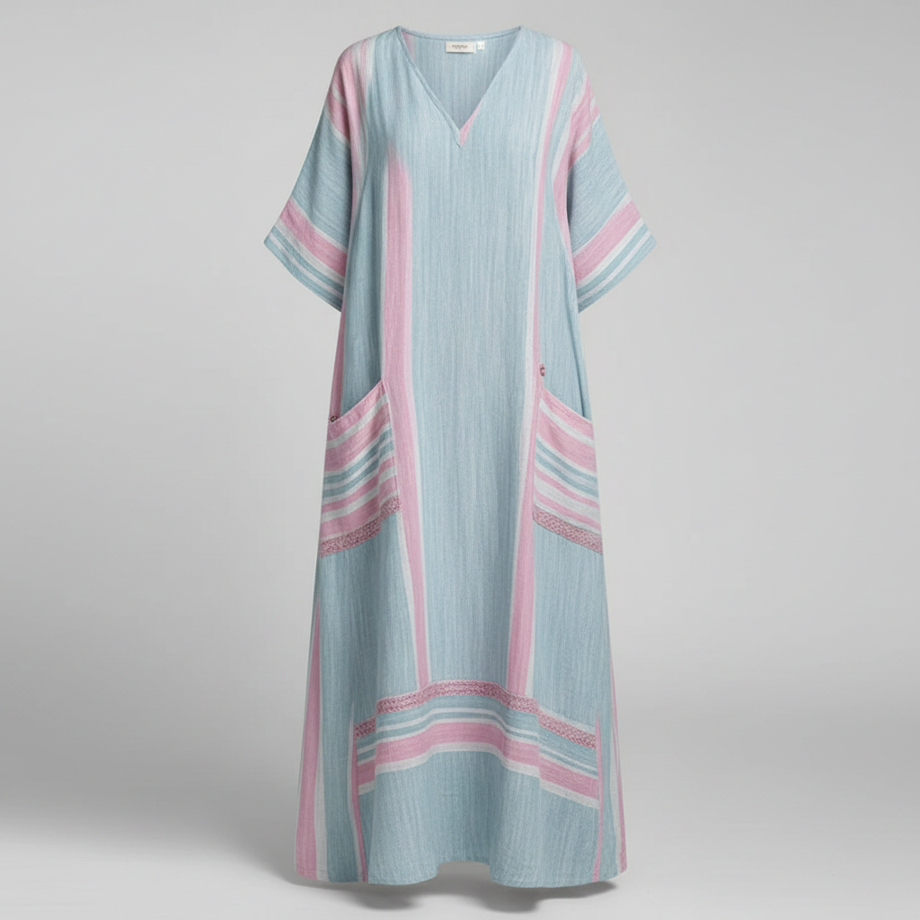 Chic Summer Breeze | Women's Maxi Dress with Orange Accents