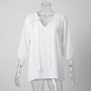 Chic Accent | Women's Blouse Long Sleeve Slub Cotton Top