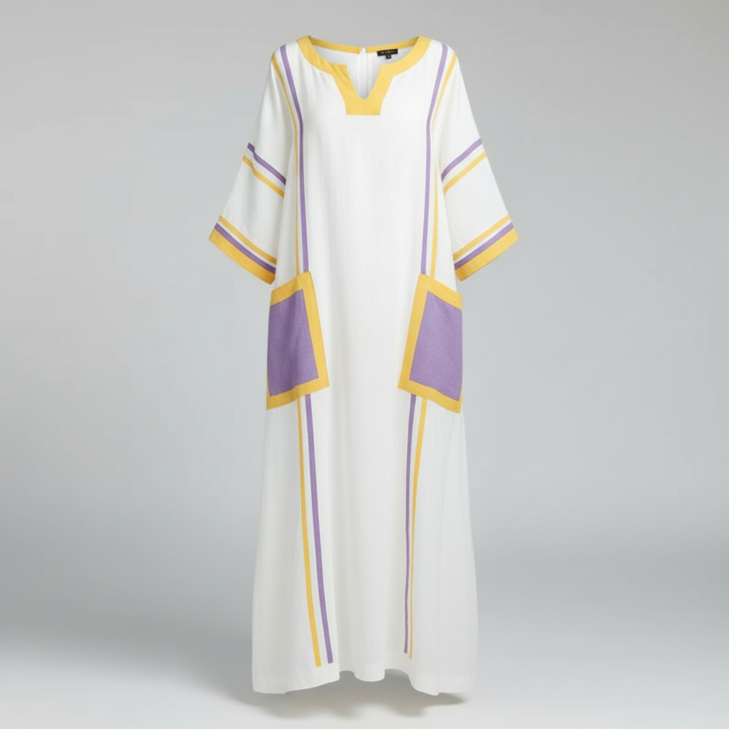 Chic Summer Breeze | Women's Maxi Dress with Orange Accents