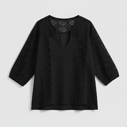 Chic Accent | Women's Blouse Long Sleeve Slub Cotton Top