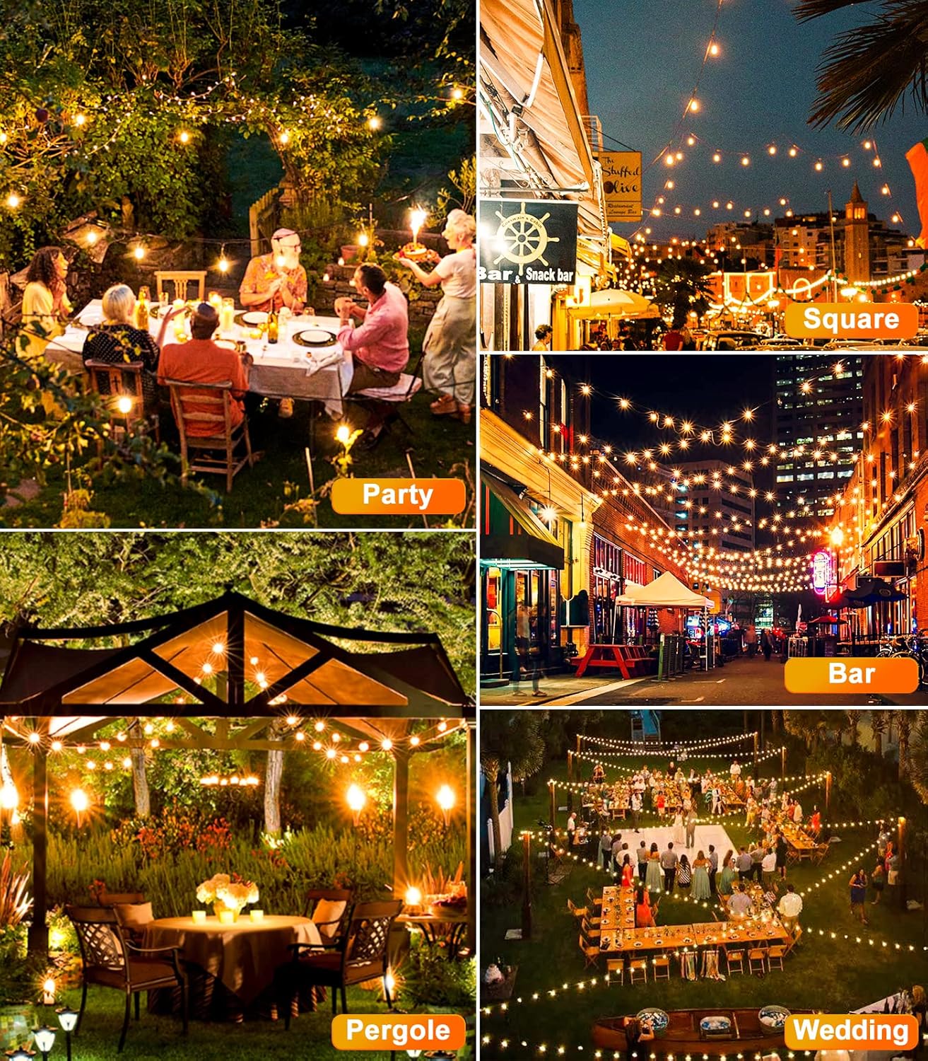 Solar G40 LED String Lights | Outdoor Patio Festoon Lighting 4