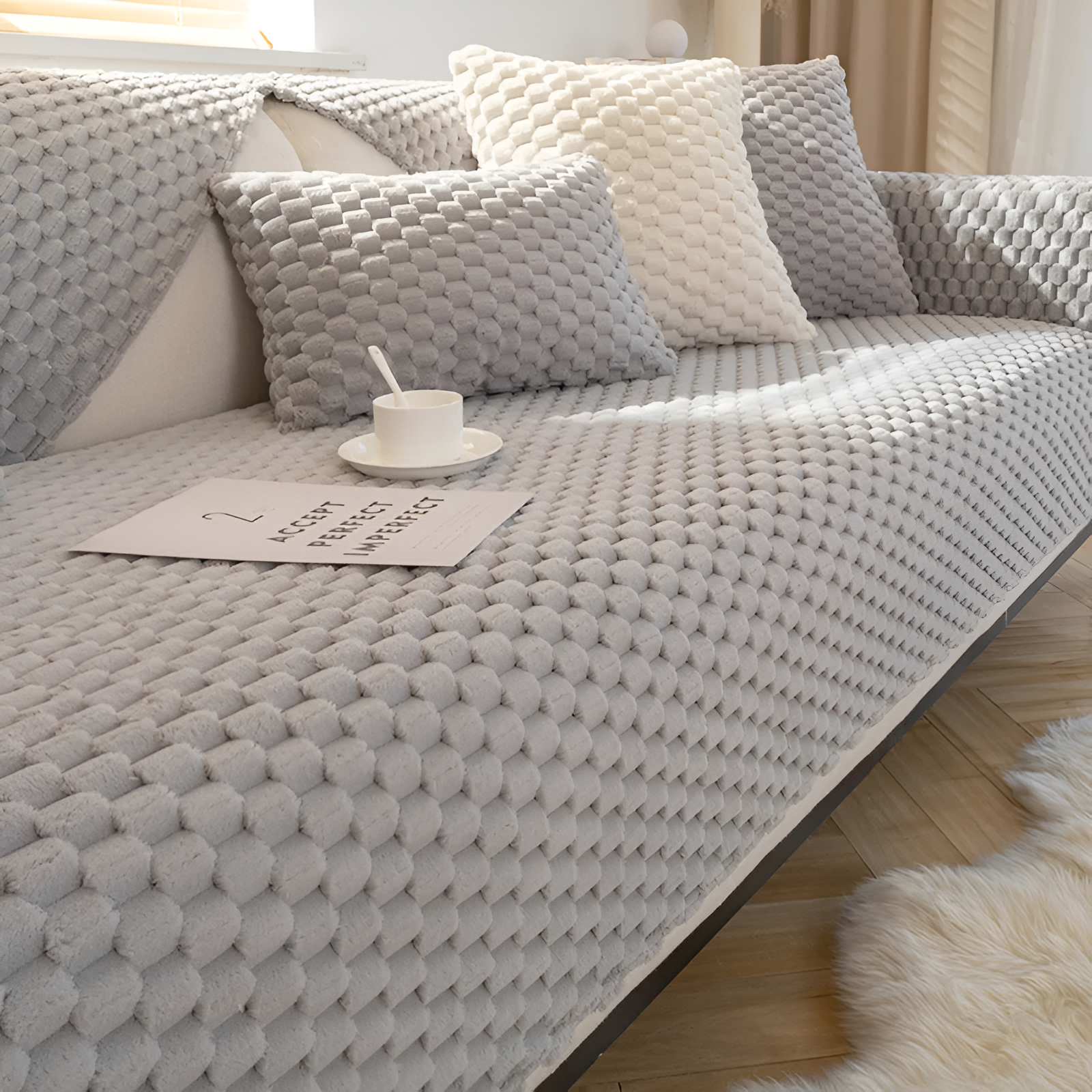 Stylish Honeycomb Sofa Cover | Non-Slip Couch Protector 1